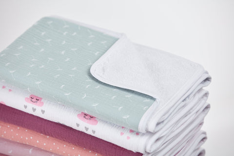 Wickelunterlage Musselin – Mint Pusteblumen, Detailansicht