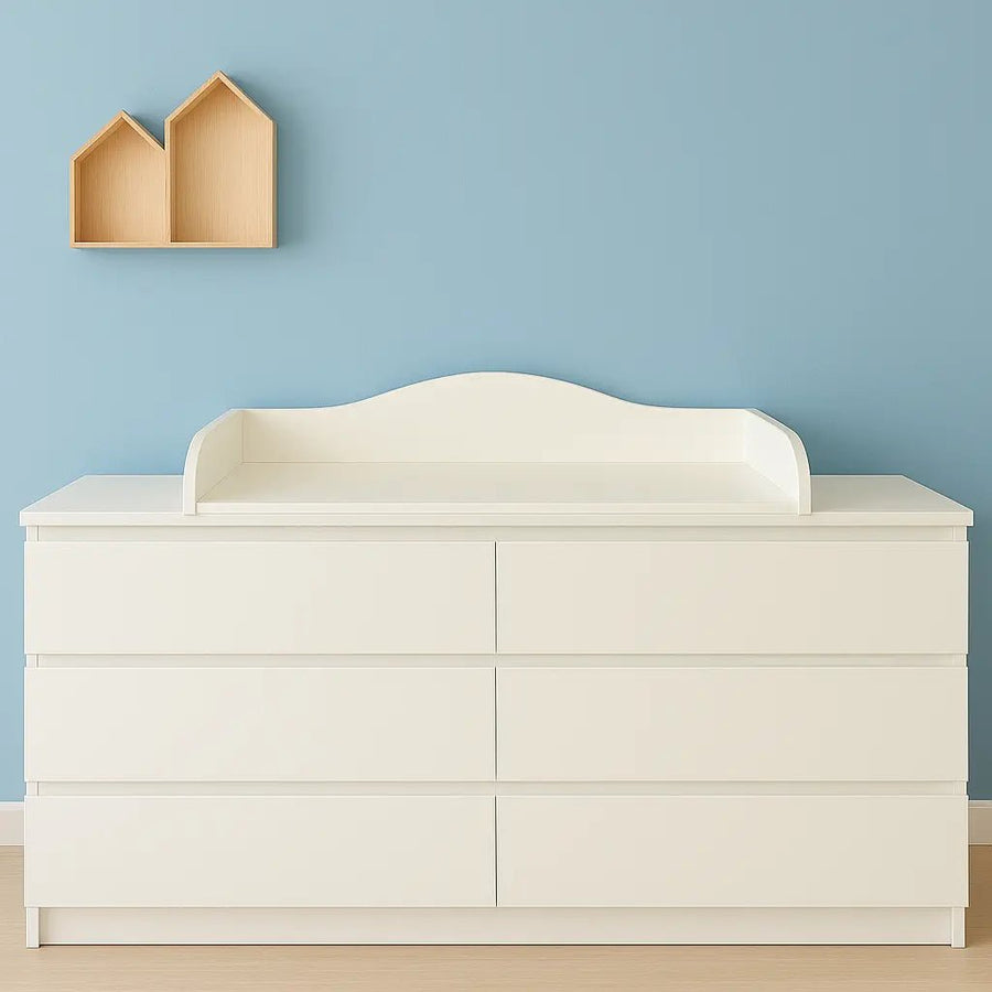 Wickelaufsatz für MALM-Kommode mit 6 Schubladen – mit Blende – Wickelfläche 78 × 78 cm