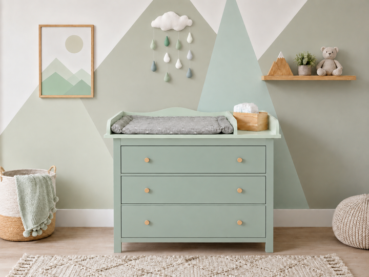 Wickelaufsatz für HEMNES 108 cm – XXL, pastellgrün, mit Trennfach