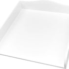 Ein KraftKids Wickelaufsatz Universal in weiß mit durchgehendem Boden, erhöhten Seiten und einer geschwungenen Rückenkante - perfekt als Ordnungshelfer oder Kommodenaufsatz für Ihre Wickelstation.