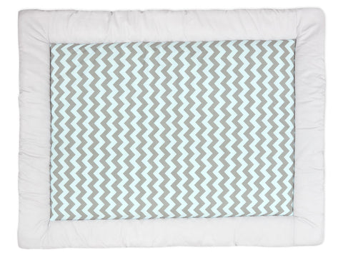 Krabbeldecke Unigrau Chevron hellgrau und mint