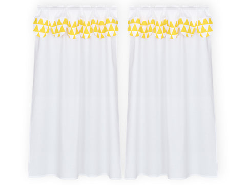 Hochbettvorhänge Uniweiss gelbe Dreiecke